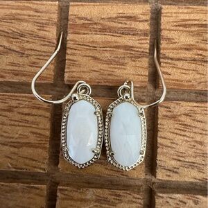 Kendra Scott Faceted Stone Dangle Earrings – Silver & White Opal Glass